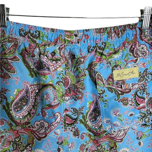 98 Coast Av. Men's Drawstring Swim Trunks Multicolor Paisley Mesh Lined XXXL - Picture 8 of 11
